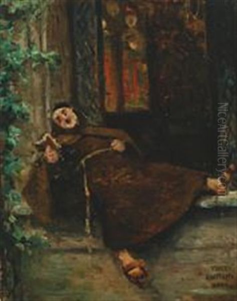 Reading Monk Oil Painting by Jose Frappa