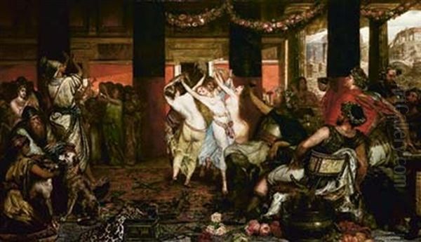 Danse Orientale Dans Un Palais De La Rome Antique Oil Painting by Friedrich August Fraustadt