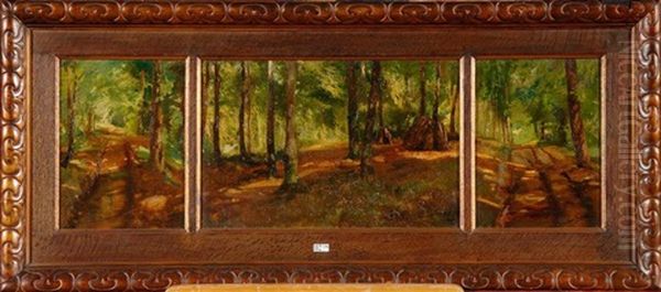 La Foret De Soignes (triptych) Oil Painting by Leon Frederic