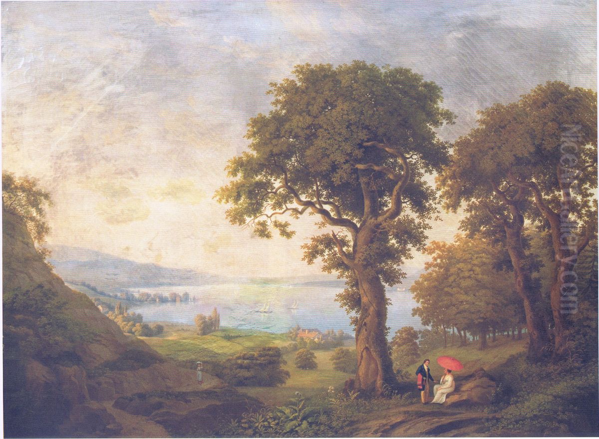 At Lake Geneva Oil Painting by Frederic Fregevize