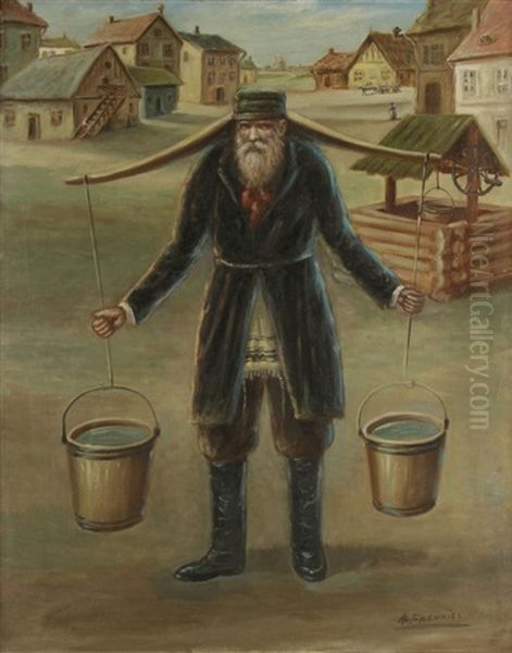 Le Porteur D'eau Oil Painting by Helena Frenkiel