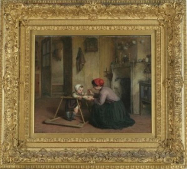 Feeding Baby Oil Painting by Charles Edouard Frere