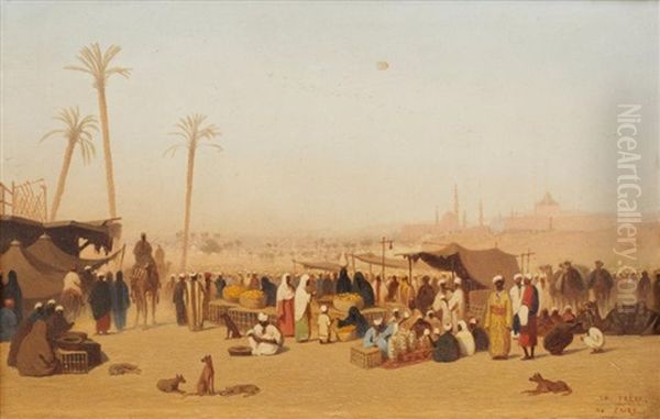 Le Marche Au Caire Oil Painting by Charles Theodore Frere