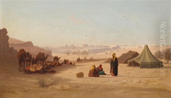 Vue De Jerusalem, Par La Porte De Damas Oil Painting by Charles Theodore Frere