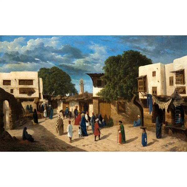 Promeneurs Sur Une Place En Orient Oil Painting by Charles Theodore Frere