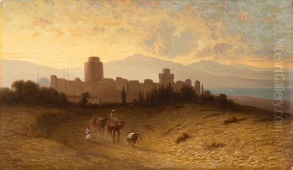 Vue Du Chateau Des Sept Tours A Constantinople Oil Painting by Charles Theodore Frere