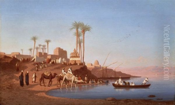 Au Bord Du Nil Oil Painting by Charles Theodore Frere