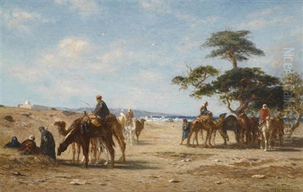 A Desert Encampment Oil Painting by Charles Theodore Frere