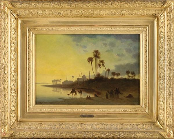 Chameliers Au Bord Du Nil Oil Painting by Charles Theodore Frere