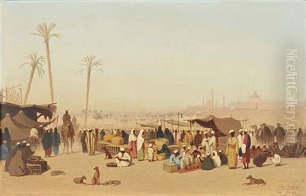 The Market Oil Painting by Charles Theodore Frere