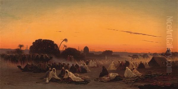 Le Repos De La Caravane Oil Painting by Charles Theodore Frere