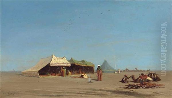 A Desert Encampment, Egypt Oil Painting by Charles Theodore Frere