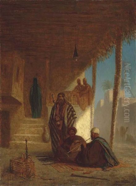Smoking A Hookah Oil Painting by Charles Theodore Frere