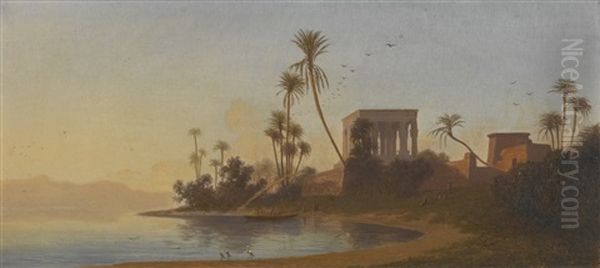 Temple Of Philae Oil Painting by Charles Theodore Frere