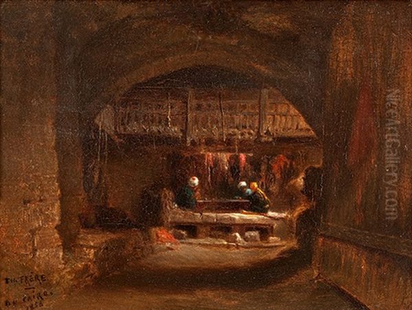 Un Bazar Au Caire Oil Painting by Charles Theodore Frere