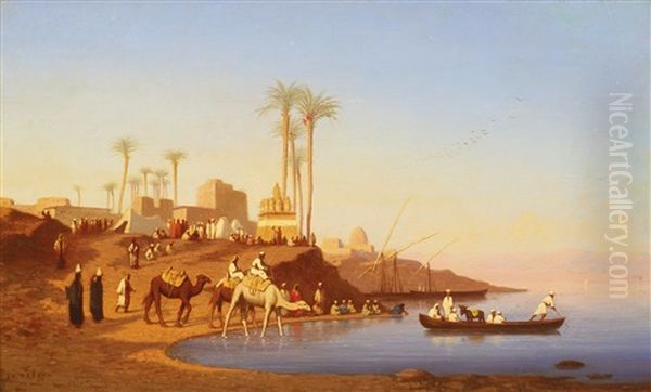 Passage Du Nil Oil Painting by Charles Theodore Frere