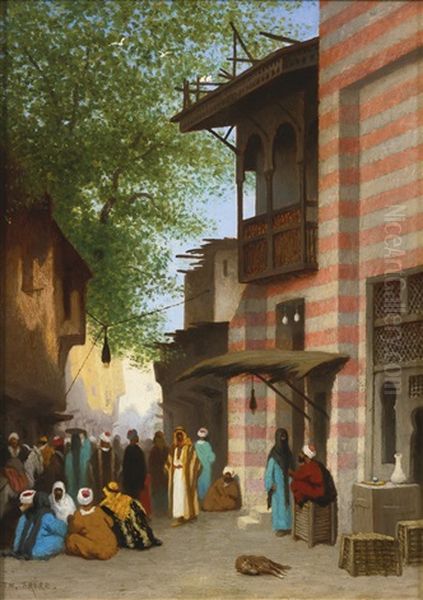 A Street Scene, North Africa Oil Painting by Charles Theodore Frere