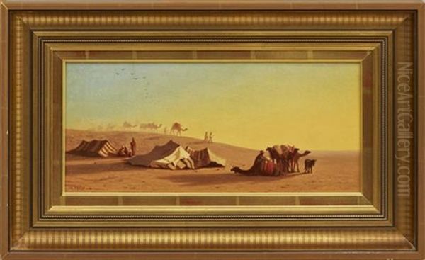 A Halt In The Desert Oil Painting by Charles Theodore Frere