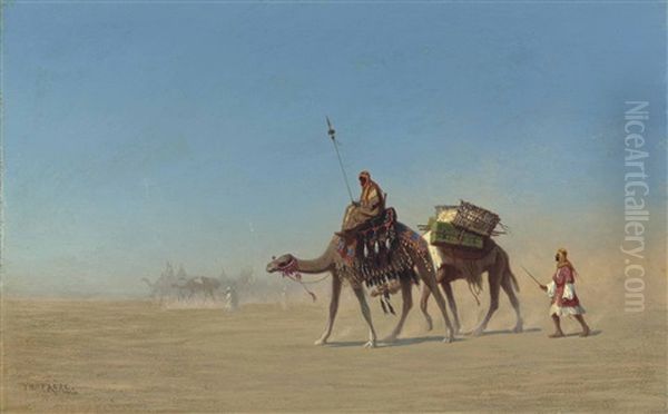 Une Caravane, Desert D'arabie Oil Painting by Charles Theodore Frere