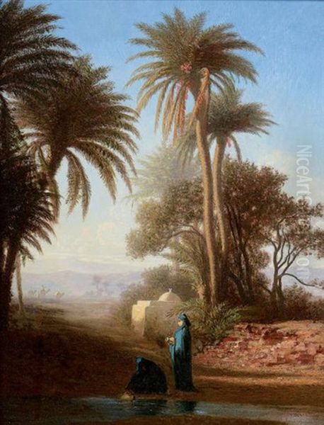 Femmes Dans Un Oasis Oil Painting by Charles Theodore Frere