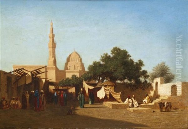 Mosquee Du Sultan Hassan - Le Caire Oil Painting by Charles Theodore Frere