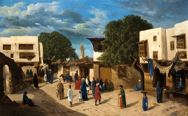 Promeneurs Sur Une Place En Orient Oil Painting by Charles Theodore Frere