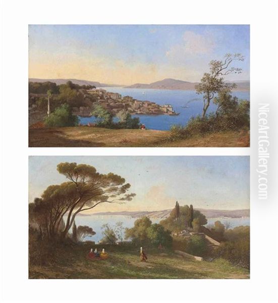 Views Of The Bosphorus (pair) Oil Painting by Charles Theodore Frere
