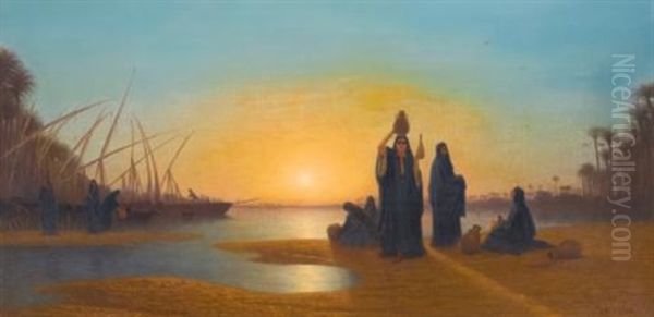 Aux Rives Du Nil Oil Painting by Charles Theodore Frere