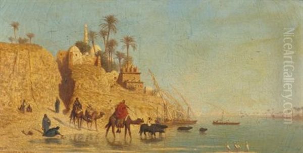 Manfalout (haute Egypte) Oil Painting by Charles Theodore Frere