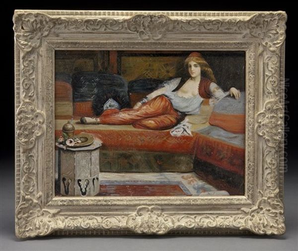 Reclining Odalisque Oil Painting by Charles Theodore Frere