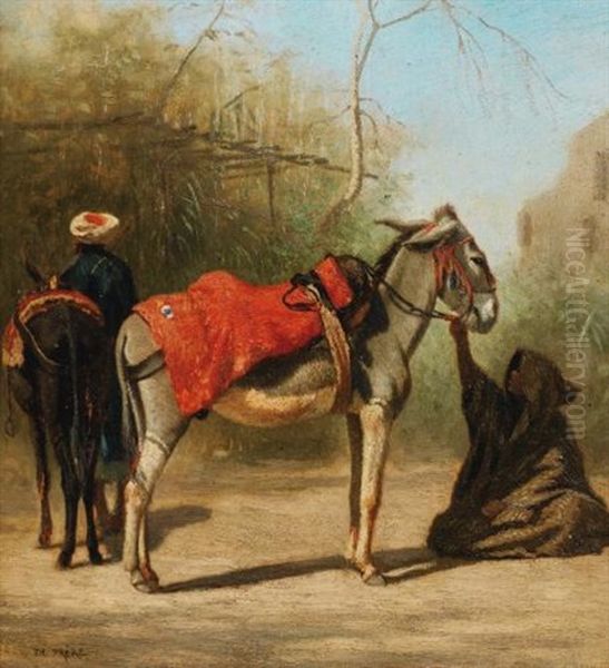 Etudes D'anes Au Caire (study) Oil Painting by Charles Theodore Frere