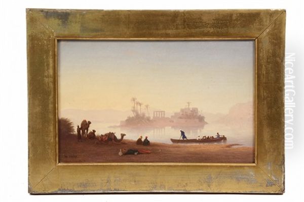Philae-temple, Nile River, Egypt Oil Painting by Charles Theodore Frere