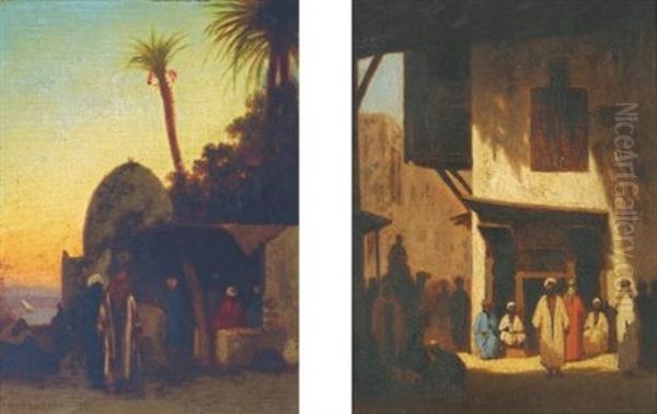 Au Bord Du Nil (+ Rue Orientale; Pair) Oil Painting by Charles Theodore Frere