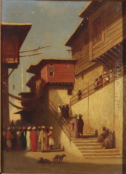 Arab Street Scene Oil Painting by Charles Theodore Frere