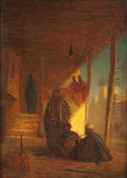 Musicien Et Fumeur De Chibouk Oil Painting by Charles Theodore Frere