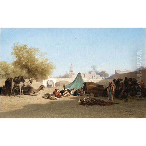 Campement Bedouin Au Caire Oil Painting by Charles Theodore Frere