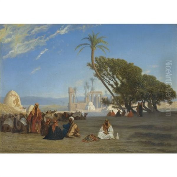 Halte Dans Le Desert Oil Painting by Charles Theodore Frere