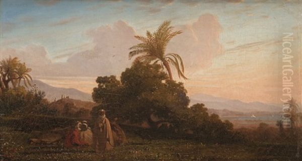 Crepuscule, Bord De Mer Oil Painting by Charles Theodore Frere