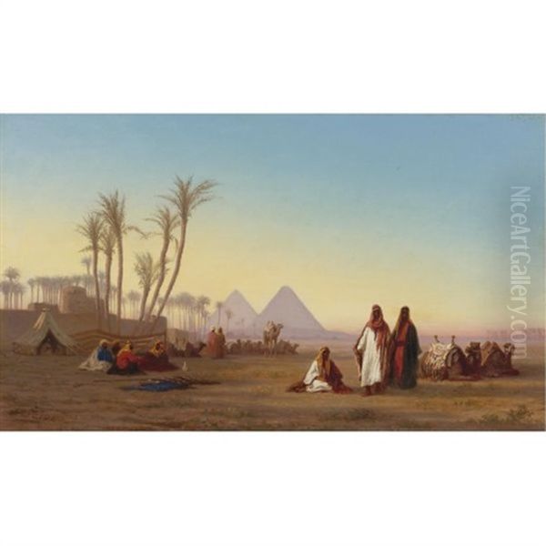 The Pyramids Of Giza, Egypt Oil Painting by Charles Theodore Frere