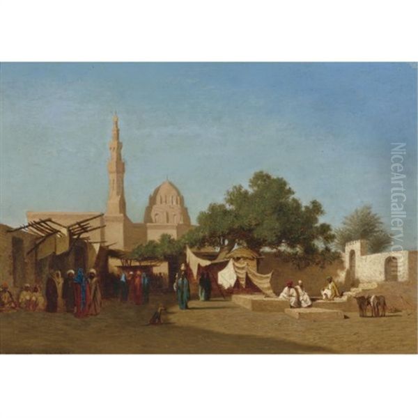 Mosque Of Sultan Hassan, Cairo Oil Painting by Charles Theodore Frere