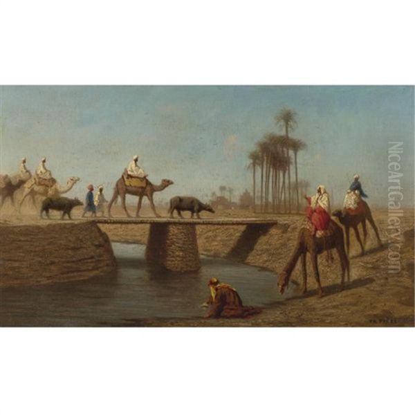 A Bridge, High Egypt Oil Painting by Charles Theodore Frere