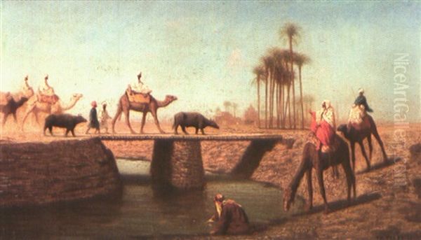 Un Pont Hte Egypte Oil Painting by Charles Theodore Frere