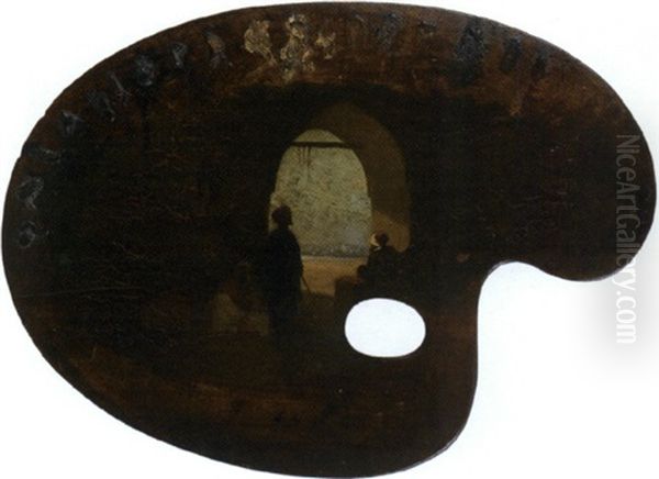 Interieur De Cafe Pres Du Nil Oil Painting by Charles Theodore Frere