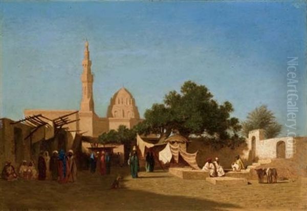 Mosquee Du Sultan Assan, Au Caire Oil Painting by Charles Theodore Frere