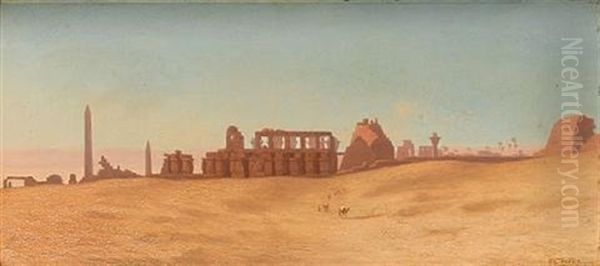 The Ruins Of Karnak, Thebes Oil Painting by Charles Theodore Frere