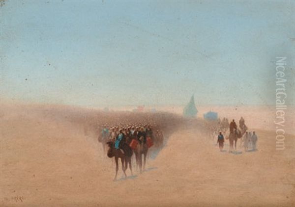 Caravane Oil Painting by Charles Theodore Frere