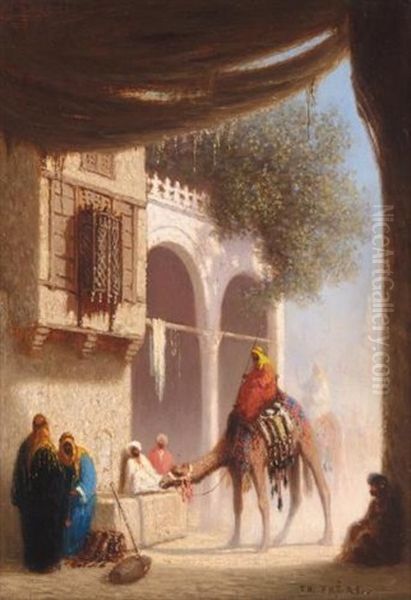 Une Fontaine Au Caire, Egypte Oil Painting by Charles Theodore Frere