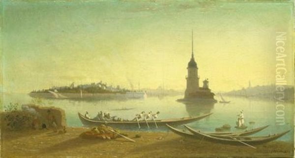 La Tour De Leandre, Constantinople Oil Painting by Charles Theodore Frere