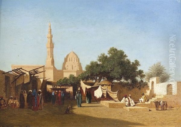 Mosquee Du Sultan Hassan Oil Painting by Charles Theodore Frere