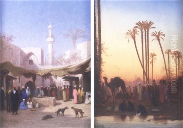 Foule A L'entree Du Bazar Oil Painting by Charles Theodore Frere